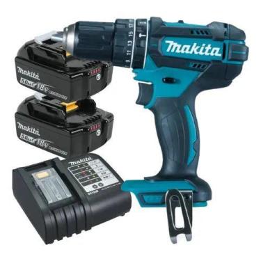 Imagem de Furadeira Parafusadeira 18v Dhp482 Makita Com 2 Baterias 5ah