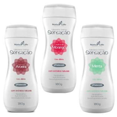 Imagem de Kit 3 Sabonetes Íntimo Líquido Sensação Fragrâncias: Aroeira, Morango 