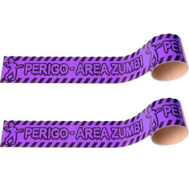 Imagem de 2 Enfeites Bruxas Faixa Perigo Área Zumbi Festa Halloween - Toy Master