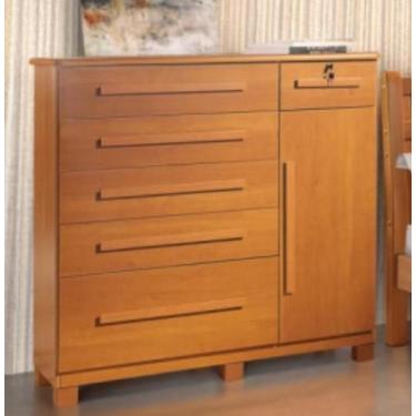 Imagem de Cômoda 046 6 Gavetas 1 Porta Com Sapateira e Pés 100% Mdf Cinamomo - M