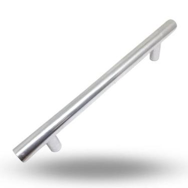 Imagem de Puxador de Porta Camarão ABC Art. - Cromado 180mm x 15mm - Madeira