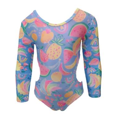 Imagem de Maio Infantil Juvenil Lilás Proteção Uv 50 Engana Mamãe Manga Longa Frutas Natação Piscina Forrado-Unissex