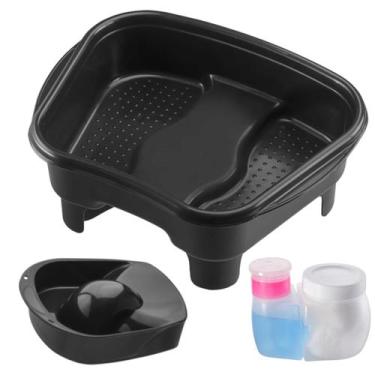 Imagem de Kit Porta Acetona/Algodão Tigela Mão Bacia Pés Pedestal Pedicure Manic