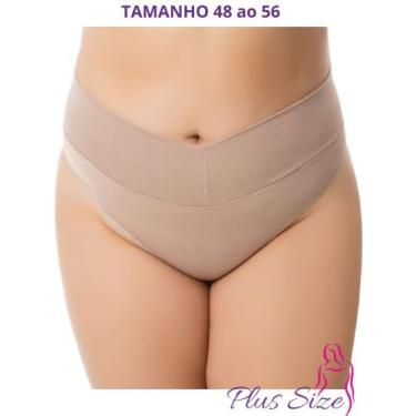 Imagem de Kit 3 Calcinha Plus Size Cinta Modeladora Cós Alto Fio Dental Duplo Ci