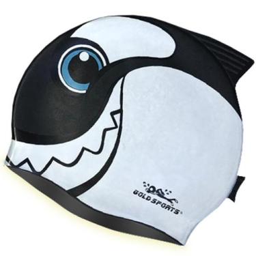 Imagem de Touca De Natação Gold Sports Kids Happy Shark De Silicone, Preto, Unis