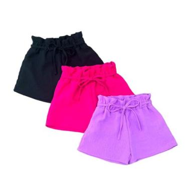 Imagem de Kit 3 Shortinho Feminino Infantil Roupa De Calor Atacado - Ak Fashion 