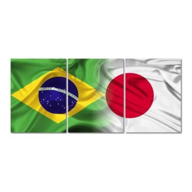 Imagem de Quadro Personalizado 3 Peças Bandeira Japão E Brasil - NEYRAD