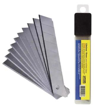 Imagem de Jogo C/ 10 Lâminas Aço Para Estilete Largo Profissional 18mm - GATTE