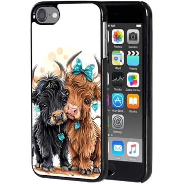 Imagem de Capa para iPod Touch 7, Touch 6/5, capa protetora AIRWEE fina de plástico rígido para Apple iPod Touch 5ª/6ª/7ª geração para mulheres, meninas, homens, lindas vacas Highland