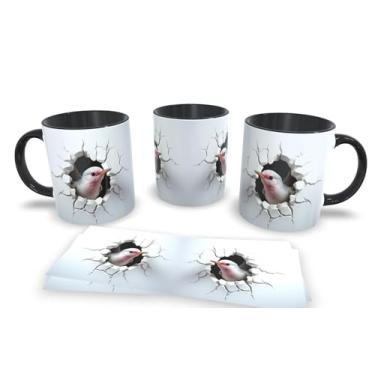 Imagem de Caneca Preta de Porcelana Personalizadas Arte Espelhada em 3D Animais (Passaro11)