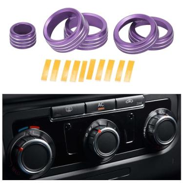 Imagem de Partuto Tampa do botão de controle de volume de mídia de farol de ar condicionado AC - Acabamento interior de carro - para Chevrolet Silverado 22-23 liga de alumínio roxo - 5 peças