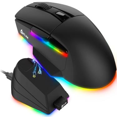 Imagem de KLIM Blaze X RGB + nova versão 2024 + mouse para jogos sem fio recarregável com base de carregamento + bateria de longa duração + até 12000 DPI + mouse PC com e sem fio, PS5, PS4, Mac + preto