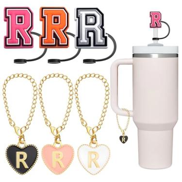 Imagem de ANLABESY Compatível com acessórios Stanley Cup, 3 peças, pingentes de letras com 3 peças, tampa de canudo Stanley de 10 mm para copo Stanley de 30 e 1,134 g, coberturas de palha Stanley de silicone