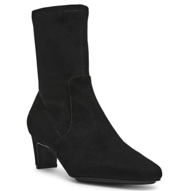 Imagem de Anne Klein Bota feminina de cano curto Iga, Camurça preta, 34