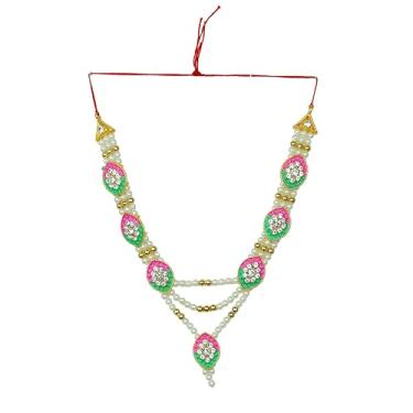 Imagem de Conjunto de miçangas Mala Moti decorativas para Laxmi Ganesh Devi Maa Radha Krishna Puja Deusa Haar Sringar Conjunto de joias para Estátua de Ídolo de Deus do Festival de Diwali Tradicional Indiano