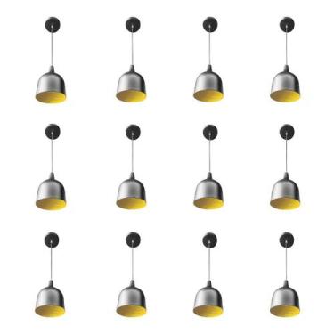 Imagem de Kit 12 Luminária Pendente Gota Com Interior Amarelo Com Fiação 110/220