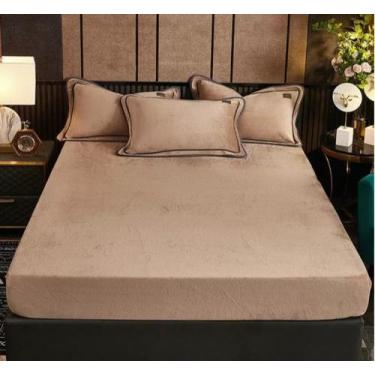Imagem de Capa de Colchão Casal Ziper Suede Protetor 1,90x1,40x30cm - Fama, Bege