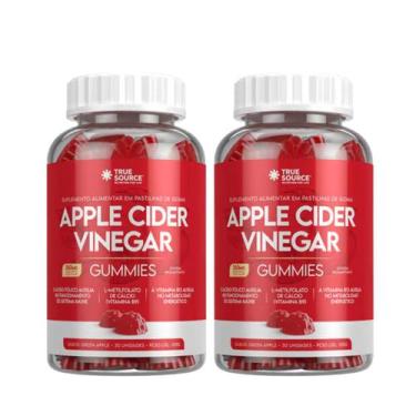 Imagem de 2x Gummies Apple Cider Vinegar Metilfolato True Source 30 Gomas, Maçã 