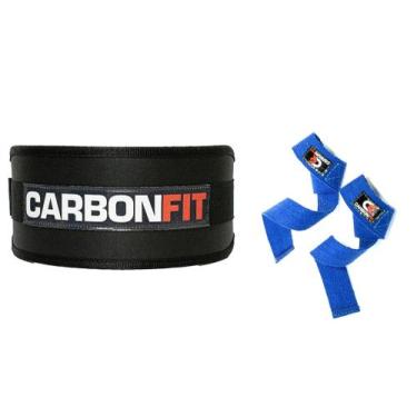 Imagem de Cinturão Cinto e strap fita kit musculação cinto de Fivela e Par de St