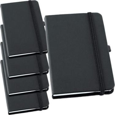 Imagem de Kit 5x Caderneta de Anotações 14x21cm 80 Fls Sem Pauta Preto - TopGet