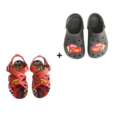 Imagem de Kit Infantil Masculino Menino Sandália Papete Babuche Personagem Carro
