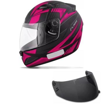Imagem de Capacete Ebf New Spark Flash Preto e Rosa Mais Viseira Fumê