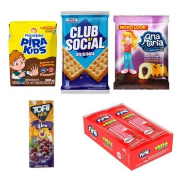 Imagem de Kit Biscoito E Bebidas Lanche Merenda Escolar - docile