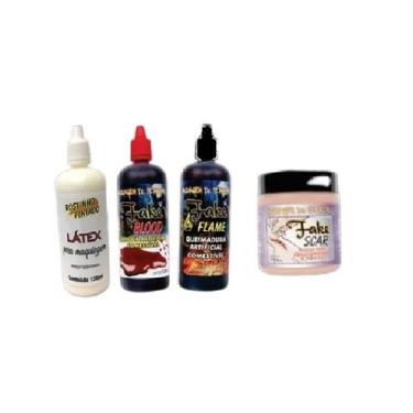 Imagem de Kit Maquiagem Pro Fake Scar Halloween Machucado Sangue Falso - Rostinh