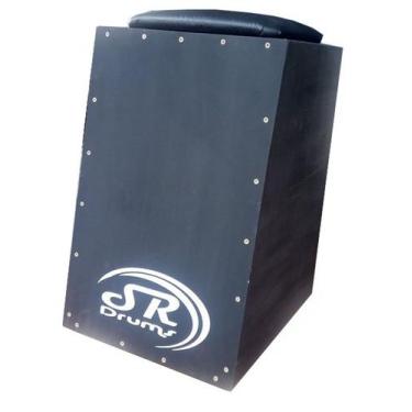 Imagem de Cajon Profissional Inclinado Acústico SR Drums, LOGO PRETO
