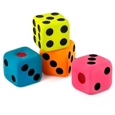 Imagem de CHIWAVA Pacote com 4 brinquedos de látex estridentes para cães de 4,3 cm com dados e brincadeiras interativas para cães pequenos