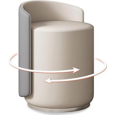 Imagem de Banqueta giratória de 360° para sala de maquiagem, cadeira de maquiagem com encosto baixo, cadeira moderna para penteadeira, para penteadeira de quarto, sala de estudo, cinza