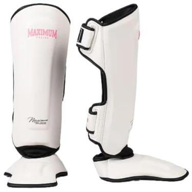Imagem de Caneleira de Muay Thai e Kickboxing Maximum Classic Pink/White Couro - PAR (P)