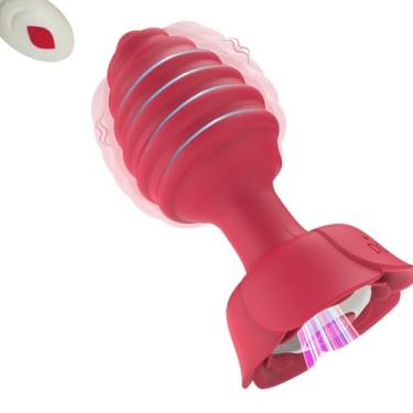 Imagem de Plugue anal vibrador rosa brinquedos sexuais para mulheres, plug anal vibratório com 10 vibrações brinquedos para adultos, brinquedos sexuais femininos, vibradores anais, brinquedo sexual (Vermelho)