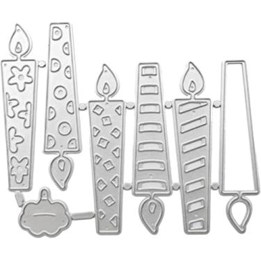 Imagem de Velas cortadas para fazer cartões, recortes de scrapbooking, matrizes de corte de metal, parabéns, cortes, feliz aniversário, gravação em relevo, modelo de estênceis para decoração de scrap-booking,
