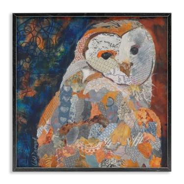 Imagem de Stupell Industries Design de arte de parede giclée emoldurado com coruja com estampa de colagem por VioletDavenport, moldura preta, 43 x 43 cm