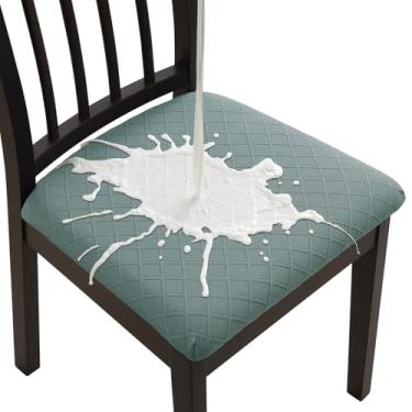 Imagem de Fuloon Capas de almofada de assento à prova d'água, 6 peças, capas de assento de cadeira de jacquard elásticas, laváveis, para sala de jantar, protetor de almofada de cozinha removível (6, à prova