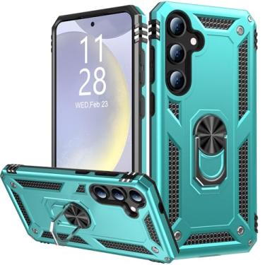 Imagem de IKAZZ Capa para Galaxy SXX, capa protetora resistente à prova de choque de grau militar para teste de queda de 4,9 m com suporte magnético para carro para Samsung Galaxy SXX turquesa
