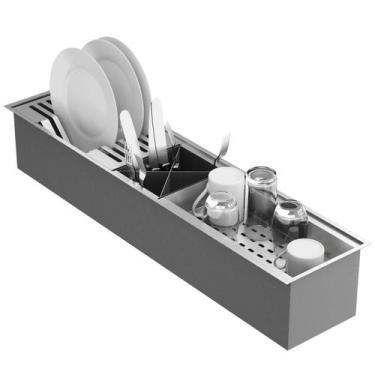 Imagem de Calha Gourmet Canal Organizador Escorredor Inox 78cm GoldenX