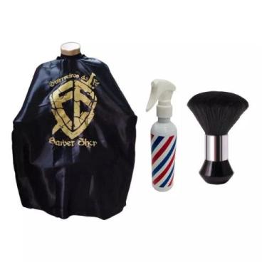 Imagem de Kit Completo Para Barbeiro Cabeleireiro Capa Para Corte Espanador Boli