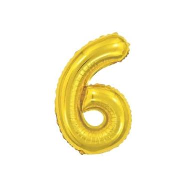 Imagem de Bexiga Balão Metalizado 30 Polegadas 75cm Dourado Número 6 - Warna