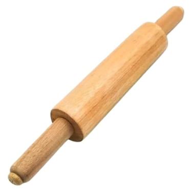 Imagem de Rolo para Massa de Madeira, 43 cm, Rolo para Macarrão, Pizza, Cabo Giratório- QH Shopp