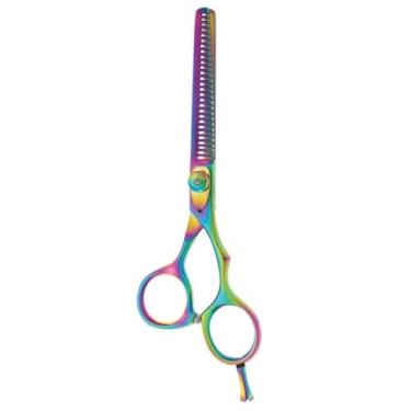 Imagem de Tesoura de Cabelo Edel Solingen Desfiar Anatômica Multicolor Titanium 5,5"