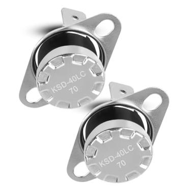 Imagem de QAGGUM 2 peças de termostato de micro-ondas adequado para GE, interruptor de fusível térmico de termostato substitui KSD-40LC 70 graus, para fornos de micro-ondas, interruptor de controle de