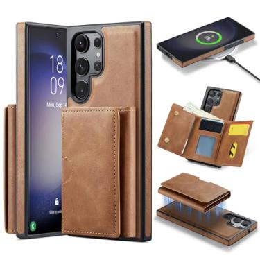 Imagem de Asuwish Capa de celular para Samsung Galaxy S23 Ultra 5G Carteira magnética destacável com carregamento sem fio e bloqueio RFID S23Ultra 23S S 23 23Ultra 17.3 cm feminino masculino marrom