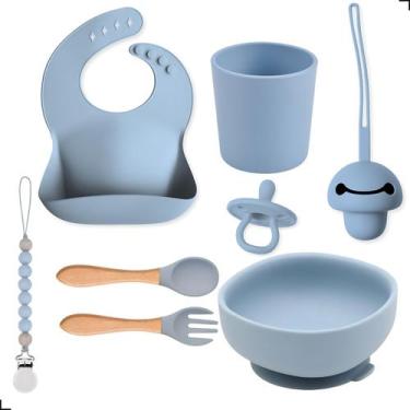 Imagem de Kit 7 Peças Para Introdução Alimentar Seguro E Prático - Tibaby, Azul