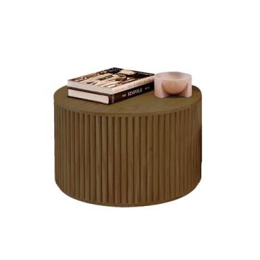Imagem de Mesa de Centro Decorativa Lua 02 D50cm em Madeira Maciça - Castanho - 