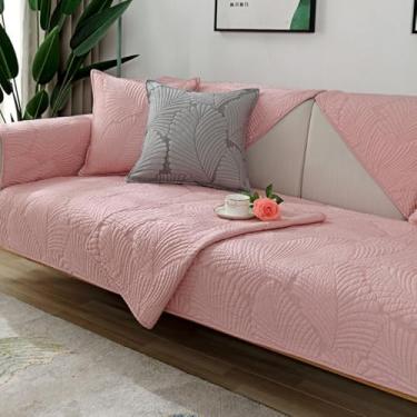 Imagem de Capas de sofá acolchoadas com estampa de folhas para proteção de móveis, protetor de móveis jacquard 3D quente, capa de almofada de cor sólida para cães, crianças - rosa | | 1 fronha (114 x 114)