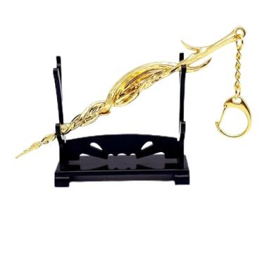 Imagem de Mini chaveiro de espada pingente para homens, chaveiro de arma pequena de 13 cm com suporte, chaveiro de acessórios de arma, Dourado, 5 in