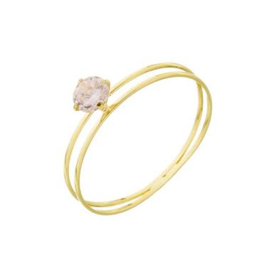 Imagem de Anel De Ouro 18k/750 Aro Duplo Com Zircônia - DR Joias, 16, Rosa