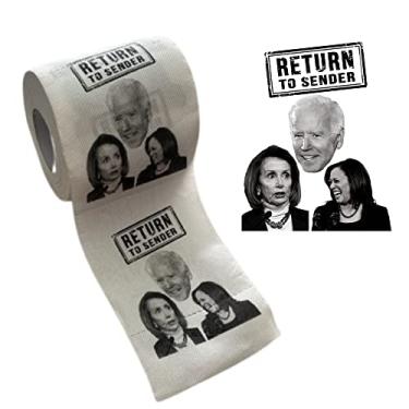 Imagem de Pesky Patriot Rolo De Papel Higiênico Anti-Democrata, Pacote Com 2 Unidades, Expressão Facial Hilária, Rolo Anti-Joe Biden, Kamala Harris E Nancy Pelosi, Presente Político Engraçado Para Republicano